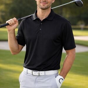 Adidas Black Polo Shirt Men Large Sport Golf